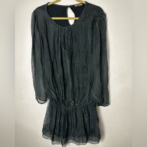 Be Inn dress made in Italy viscose and silk sheer arms gray women’s